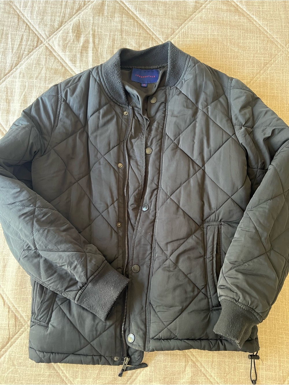 Aeropostale Quilted Bomber Jacket - Gray